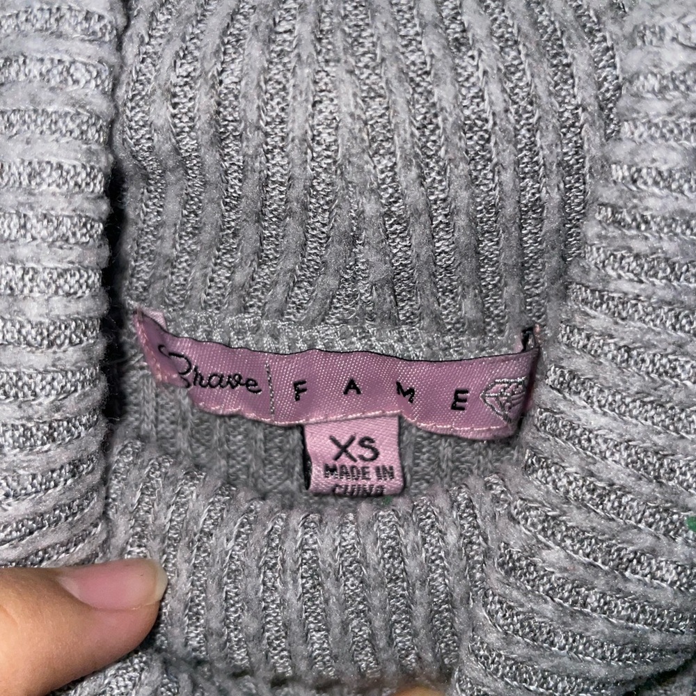 Crave Fame Heather Gray Turtleneck Sweater Top - Picture 3 of 8